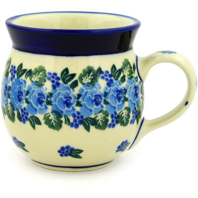 Polish Pottery Bubble Mug 8 oz Blue Carnation