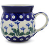 Polish Pottery Bubble Mug 8 oz Blue Daisy Peacock