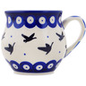 Polish Pottery Bubble Mug 8 oz Blue Eye Heron