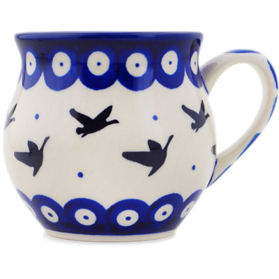 Polish Pottery Bubble Mug 8 oz Blue Eye Heron