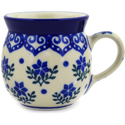 Polish Pottery Bubble Mug 8 oz Blue Holly