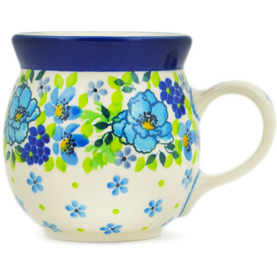 Polish Pottery Bubble Mug 8 oz Blue Kissed Petals UNIKAT