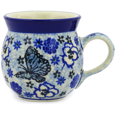 Polish Pottery Bubble Mug 8 oz Blue Monarch