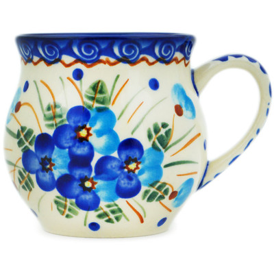 Polish Pottery Bubble Mug 8 oz Blue Pansy