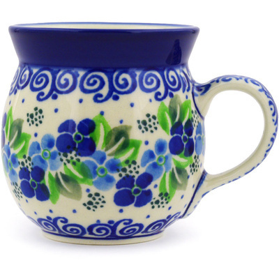 Polish Pottery Bubble Mug 8 oz Blue Phlox