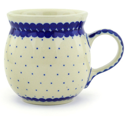 Polish Pottery Bubble Mug 8 oz Blue Polka Dot