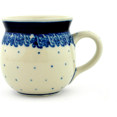 Polish Pottery Bubble Mug 8 oz Blue Polka Dot