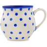 Polish Pottery Bubble Mug 8 oz Blue Polka Dot