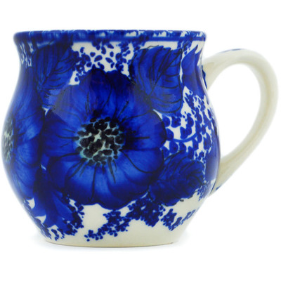 Polish Pottery Bubble Mug 8 oz Blue Poppy Dream UNIKAT