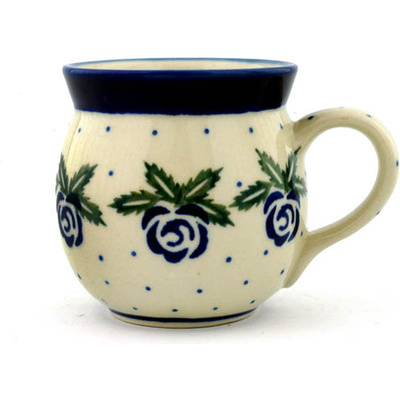 Polish Pottery Bubble Mug 8 oz Blue Rose