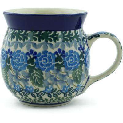 Polish Pottery Bubble Mug 8 oz Blue Rose Trellis UNIKAT