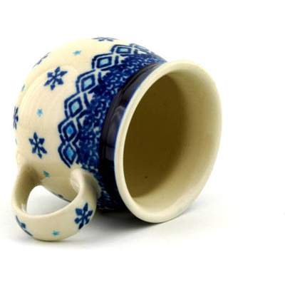 Polish Pottery Bubble Mug 8 oz Blue Snowflake