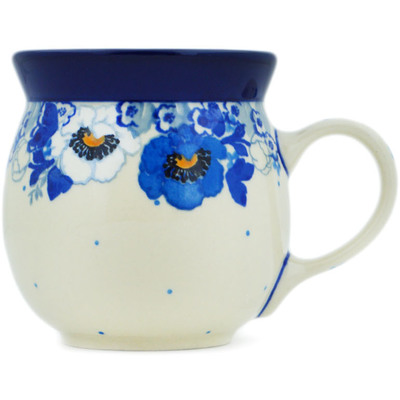 Polish Pottery Bubble Mug 8 oz Blue Spring Blue