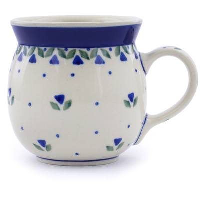 Polish Pottery Bubble Mug 8 oz Blue Triangles