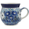 Polish Pottery Bubble Mug 8 oz Blue Wildflower Meadow UNIKAT