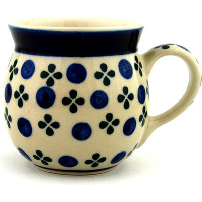 Polish Pottery Bubble Mug 8 oz Blueberry Blossoms