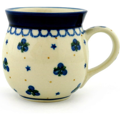 Polish Pottery Bubble Mug 8 oz Blueberry Stars