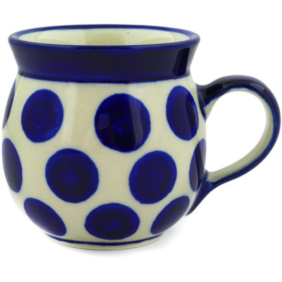 Polish Pottery Bubble Mug 8 oz Bold Blue Dots