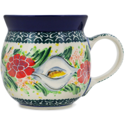 Polish Pottery Bubble Mug 8 oz Canna Lily Elegance UNIKAT