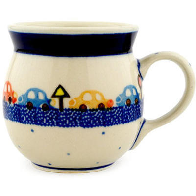 Polish Pottery Bubble Mug 8 oz Cars