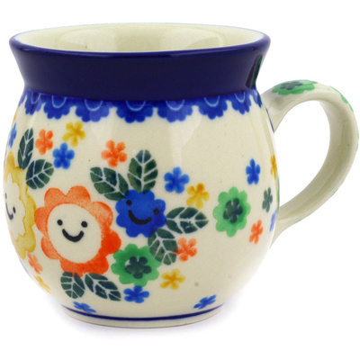 Polish Pottery Bubble Mug 8 oz Children&#039;s Happy Garden