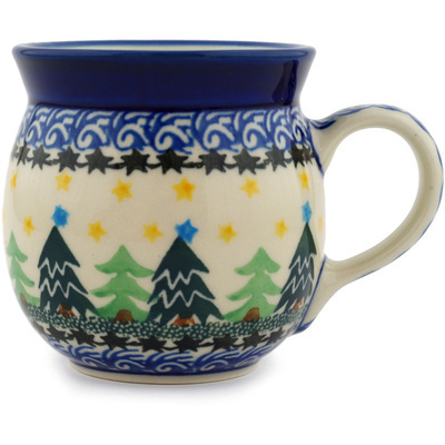 Polish Pottery Bubble Mug 8 oz Christmas Evergreen