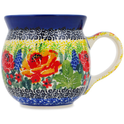 Polish Pottery Bubble Mug 8 oz Copper Rose Meadow UNIKAT