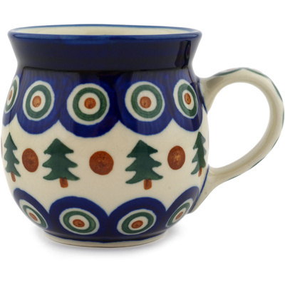 Polish Pottery Bubble Mug 8 oz Cranberries And Evergree