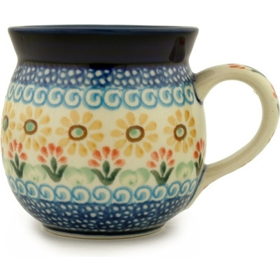 Polish Pottery Bubble Mug 8 oz Daisies On The Shore