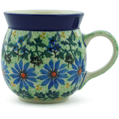 Polish Pottery Bubble Mug 8 oz Daisy Circle UNIKAT