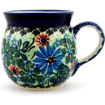 Polish Pottery Bubble Mug 8 oz Dancing Chicory UNIKAT