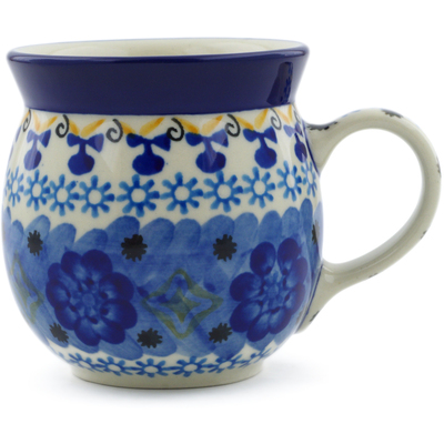 Polish Pottery Bubble Mug 8 oz Diamond Flowers UNIKAT