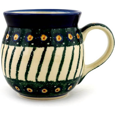 Polish Pottery Bubble Mug 8 oz Emerald Peacock