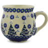 Polish Pottery Bubble Mug 8 oz Falling Snowflakes