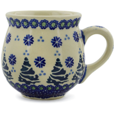 Polish Pottery Bubble Mug 8 oz Falling Snowflakes