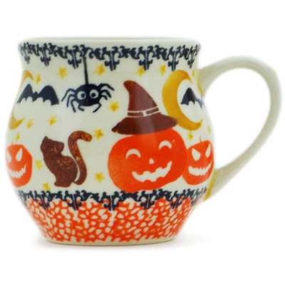 Polish Pottery Bubble Mug 8 oz Halloween Spooky Pumpkin