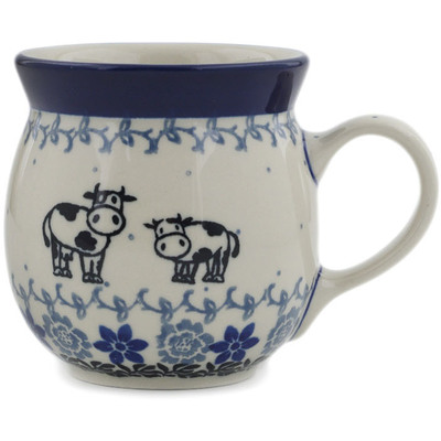 Polish Pottery Bubble Mug 8 oz Happy Cows