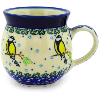 Polish Pottery Bubble Mug 8 oz Happy Goldfinch