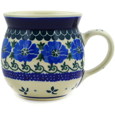 Polish Pottery Bubble Mug 8 oz Hidden Flowers