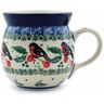 Polish Pottery Bubble Mug 8 oz Holly Robin