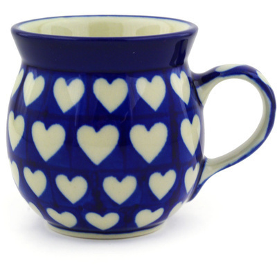 Polish Pottery Bubble Mug 8 oz Hypnotic Hearts