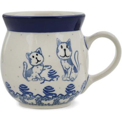 Polish Pottery Bubble Mug 8 oz Kitten Play