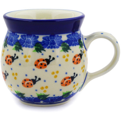 Polish Pottery Bubble Mug 8 oz Lady Bug Pomenade