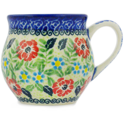 Polish Pottery Bubble Mug 8 oz Painted Blossoms