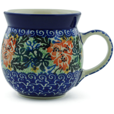 Polish Pottery Bubble Mug 8 oz Peach Carnation UNIKAT