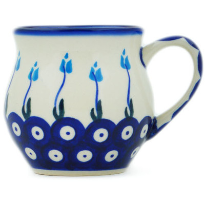 Polish Pottery Bubble Mug 8 oz Peacock Tulip Garden