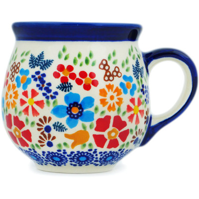 Polish Pottery Bubble Mug 8 oz Polish Spring UNIKAT