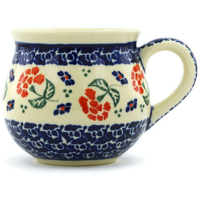 Polish Pottery Bubble Mug 8 oz Poppies In The Wind