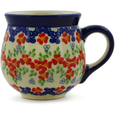 Polish Pottery Bubble Mug 8 oz Red Chains UNIKAT