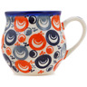Polish Pottery Bubble Mug 8 oz Red Peacock Eye